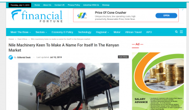 肯尼亞《金融經濟》采訪報道信諾維機械